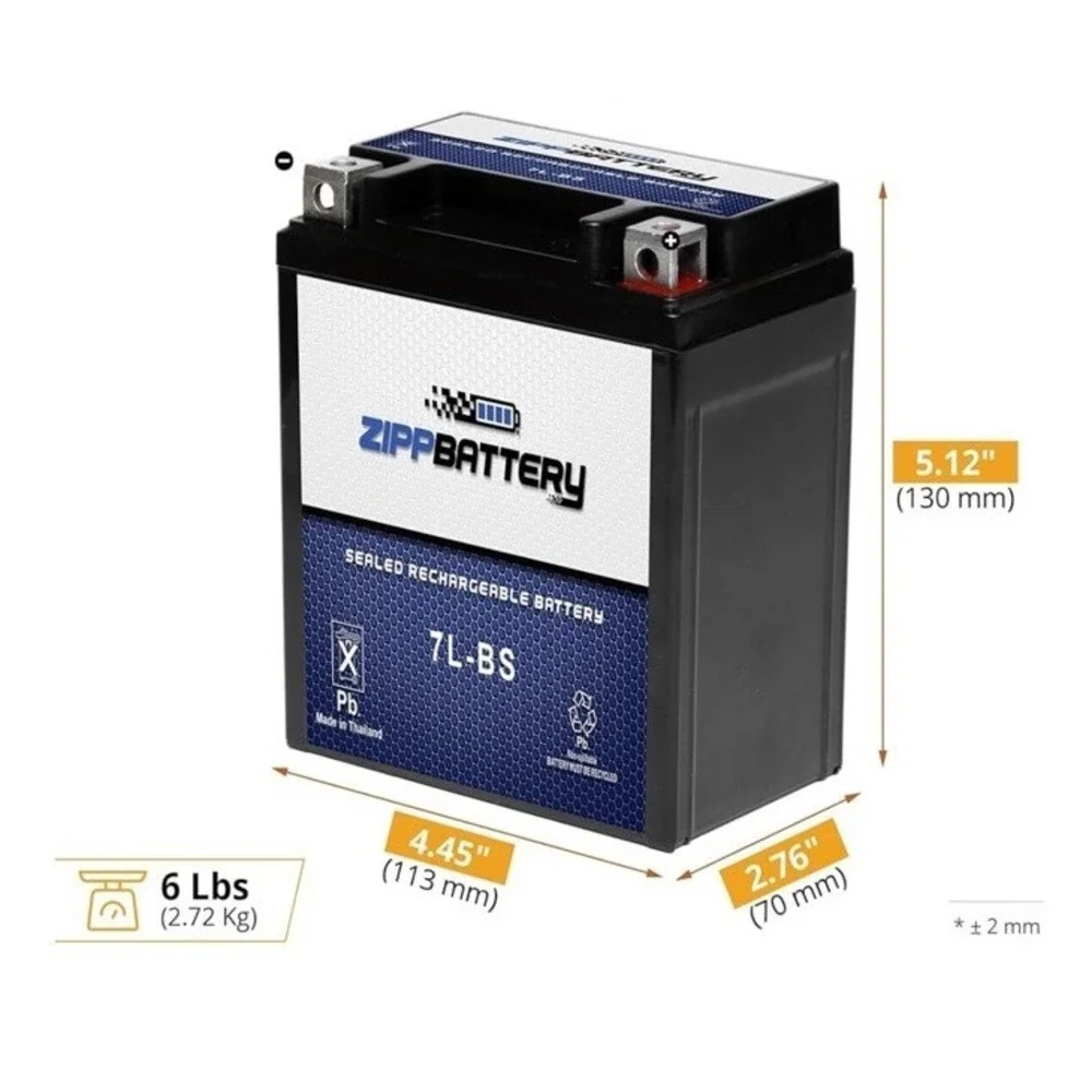 ZIPPBATTERY YTX7L-BS 12V 85 CCA AGM – Maintenance-Free 6Ah Battery